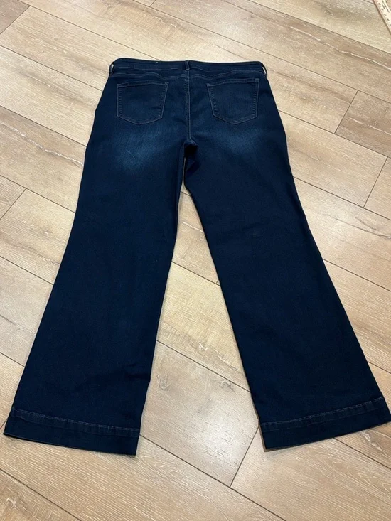 NYDJ Teresa Wide Leg Jeans 14 Dark Wash Trouser Style High Rise Minimalist - Picture 3 of 10